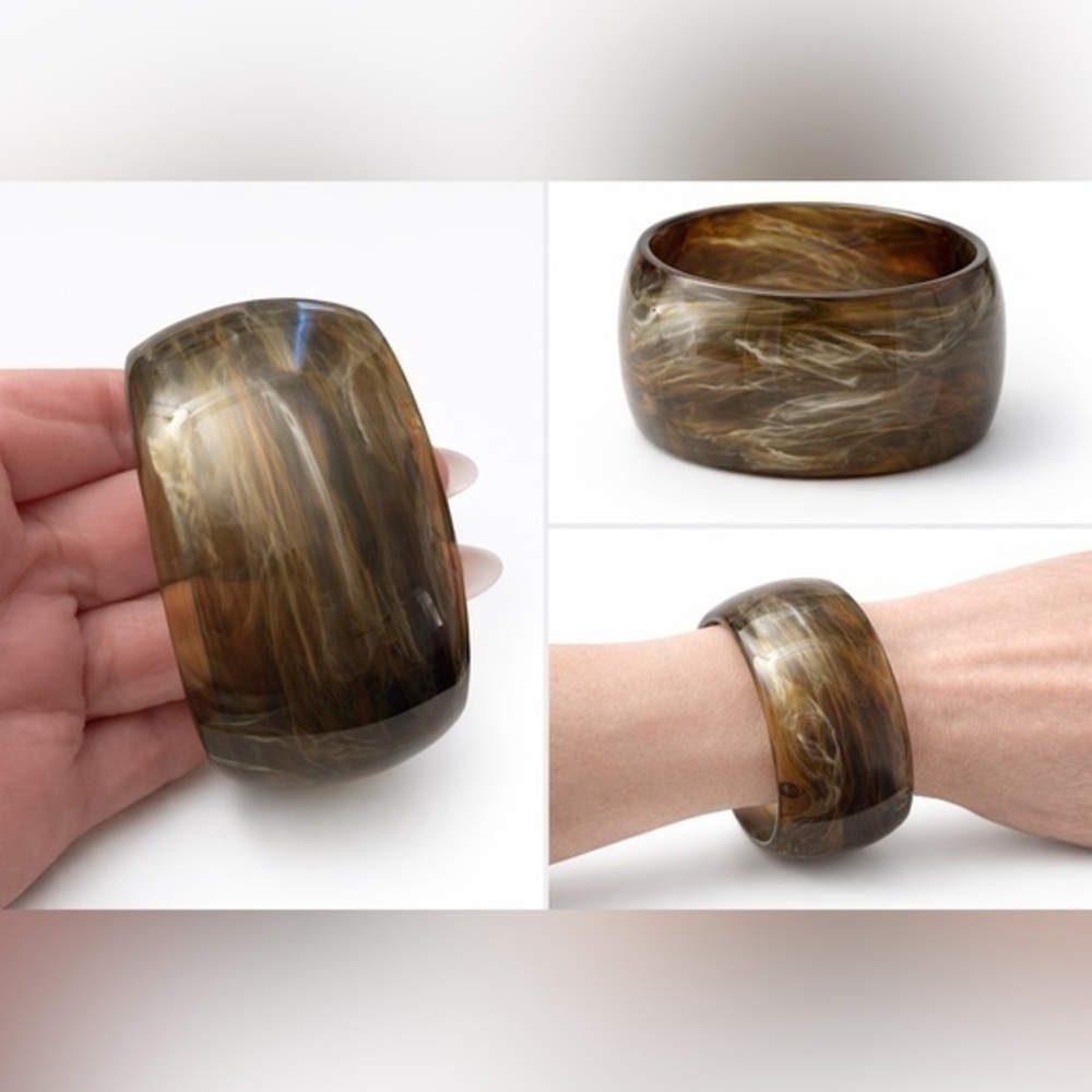 Vintage marble  patterned acrylic in hues of green, brown, grey.